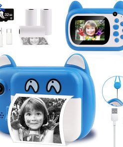 B08WWVXNB5 Instant Print Camera for Kids, Upgrade Selfie Kids Camera, Digital Zero Ink Video Camera with 3 Rolls Print Paper Camera, 1000 mAh, Dual Lens,1080P HD Video Recorder, As Toys Gifts for Girls & Boys
