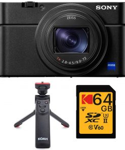 B08WJHQT4R Sony RX100 VI 20.1 MP Premium Compact Digital Camera, Koah Vlogging Grip/Tripod, and 64GB UHS-II V60 SD Card Bundle (3 Items)