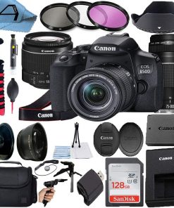 B08RQ7M9H5 Canon EOS 850D / Rebel T8i Digital SLR Camera with EF-S 18-55mm f/4-5.6 is STM + EF 75-300mm f/4-5.6 III Dual Lens + SanDisk 128GB Memory Card + Gadget Bag + Tripod + A-Cell Accessory Bundle