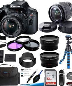 B08TCJ7PWK EOS Rebel T100 Digital SLR Camera with 18-55mm Lens Kit + Expo Premium Accessories Bundle