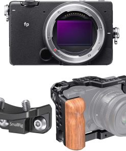 B08T1HLW27 Sigma fp Mirrorless Digital Camera Bundle with SmallRig Camera Cage with Wooden Grip, Lens Adapter Support