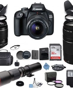 B08WPKK5TS Canon EOS 4000D DSLR Camera with 18-55mm is II Lens Bundle + Canon EF 75-300mm f/4-5.6 III Lens and 500mm Preset Lens + 32GB Memory + Filters + Monopod + Professional Bundle + Inspire Digital Cloth