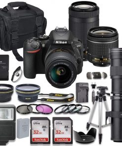 B08VQ7SLCP Nikon D5600 DSLR Camera with AF-P 18-55mm VR Lens & Nikon AF-P 70-300mm ED Lens Bundle + 420-80mm MF Telephoto Zoom + 2pc SanDisk 32GB Memory Cards + Accessory Kit