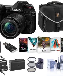 B08VSFMVWZ Panasonic Lumix G9 4K Mirrorless Camera with Lumix G Vario 12-60mm f/3.5-5.6 Lens, Bundle with Free Accessories & PC Software Suite