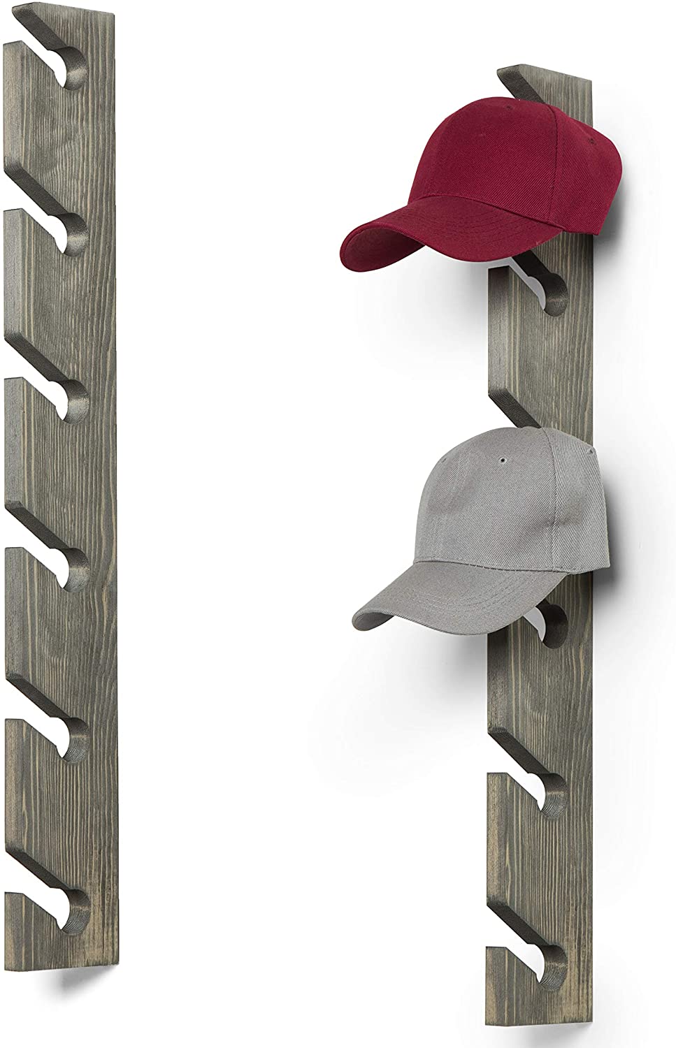 B07KGPB2MY MyGift Set of 2 Vintage Gray Wood 6-Slot Baseball Cap ...