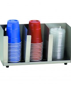 B0030ZQC0E Dispense-Rite CTLD-15 Three Section Stainless Steel Cup and Lid Organizer
