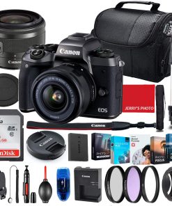 B08WFV3LY3 Canon EOS M5 Mirrorless Camera with 15-45mm STM Lens (Black) Bundle + Premium Accessory Bundle Including 32GB Memory, Filters, Photo/Video Software Package, Shoulder Bag & More