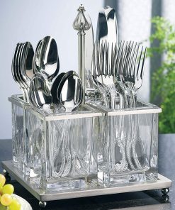 B00ADYODRE Godinger Metal and Glass Flatware Caddy